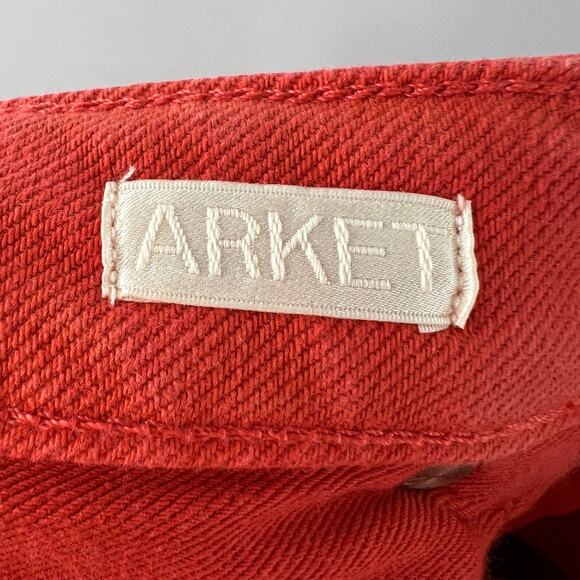 ARKET Womens Orange Cotton Stretch High Rise Straight Leg Denim jeans Size EU29 - Picture 6 of 9
